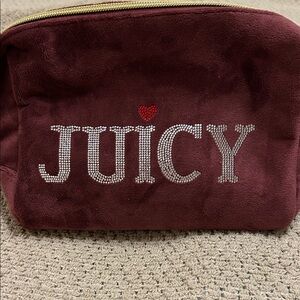 Juicy Couture Burgundy Velvet Cosmetic Bag with Crystal Logo